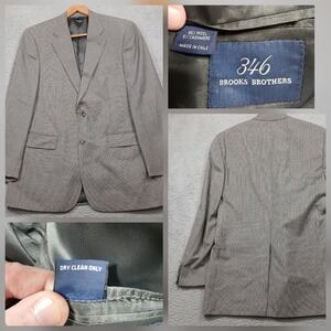 Brooks Brothers 346 Blazer‎ Men's Wool Cashmere 2-Button Houndstooth Jacket 46R